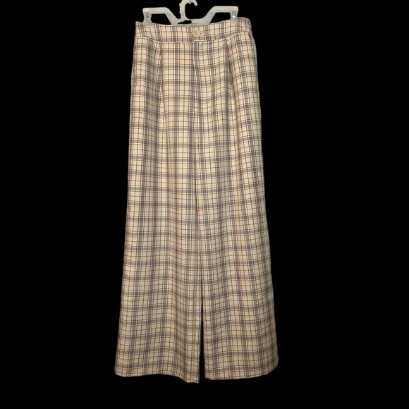 Stradivarius High Rise Wide Leg Plaid Pants Trousers Sz. US 12 - Picture 2 of 15